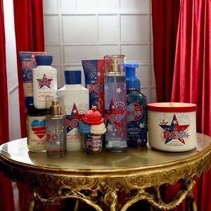 Bath & Body Works Red and Blue Candles and Body Care